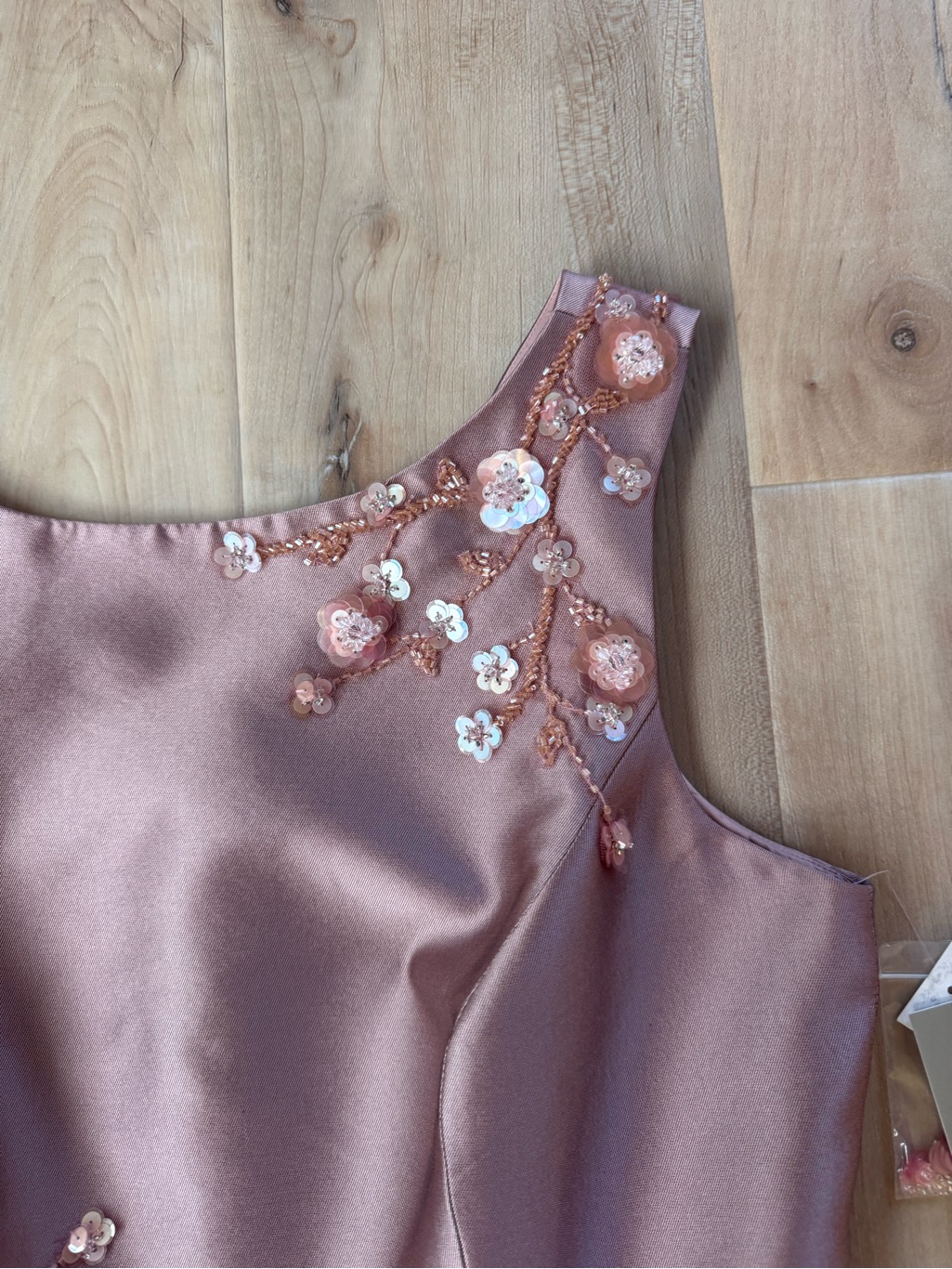 Nwt Teri Jon Mauve Silk Beaded High Low Dress Size 8 — image 7 of 8